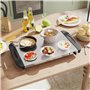 HOMCOM Chauffe-plats électrique en acier inoxydable 300 W capacité 2 x 2,4 L et 2 x 1 L avec plaque chauffante et couvercle, poi