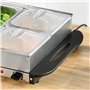 HOMCOM Chauffe-plats électrique en acier inoxydable 300 W capacité 2 x 2,4 L et 2 x 1 L avec plaque chauffante et couvercle, poi