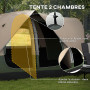 Outsunny Tente de Camping familiale 6-8 pers. Tente Tunnel Double Toit légère ventilée Facile à Monter, moustiquaire et Sac de t