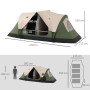 Outsunny Tente de Camping familiale 6-8 pers. Tente Tunnel Double Toit légère ventilée Facile à Monter, moustiquaire et Sac de t