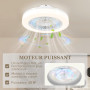 HOMCOM Ventilateur plafond réversible avec lumière et télécommande 46 cm, 3 couleurs, 6 vitesses, minuterie, luminosité réglable