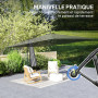 Outsunny Parasol déporté carré 3,6x3,9 m, parasol de jardin extérieur avec manivelle, base croisée, parasol inclinable et rotati