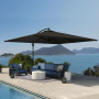 Outsunny Parasol déporté carré 3,6x3,9 m, parasol de jardin extérieur avec manivelle, base croisée, parasol inclinable et rotati