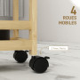 HOMCOM Étagère de Rangement de Salle de Bain en Bambou à 3 Niveaux, Chariot de Rangement, Meuble Salle de Bain avec roulettes po
