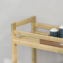 HOMCOM Étagère de Rangement de Salle de Bain en Bambou à 3 Niveaux, Chariot de Rangement, Meuble Salle de Bain avec roulettes po