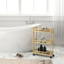 HOMCOM Étagère de Rangement de Salle de Bain en Bambou à 3 Niveaux, Chariot de Rangement, Meuble Salle de Bain avec roulettes po
