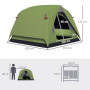 Outsunny Tente de Camping 2-4 Personnes, Tente dôme familiale imperméable, avec fenêtres, Poche, Sac de Transport et Crochet, po