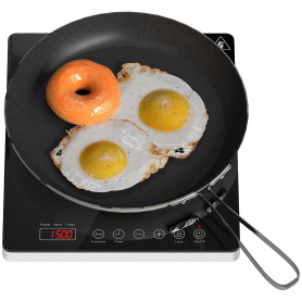 HOMCOM Plaque à induction portable 2000 W plaque de cuisson électrique avec 10 niveaux de température et 10 réglages de puissanc