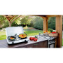 KEMPER - Réchaud gaz portable 2 feux 2600W Blanc laqué Couvercle Plaque de cuisson