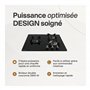BELDEKO - Plaque de cuisson Gaz verre noir 3 zones - 5250 W - Gaz ville et bouteille - Grilles en fonte