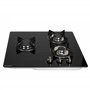 BELDEKO - Plaque de cuisson Gaz verre noir 3 zones - 5250 W - Gaz ville et bouteille - Grilles en fonte