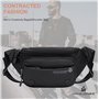 David Jones - Sac Banane Homme Unisexe en Nylon - Sac 4 Compartiments à Zip - Sac Porté Epaule Travers Taille Ceinture - Léger S