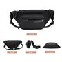 David Jones - Sac Banane Homme Unisexe en Nylon - Sac 4 Compartiments à Zip - Sac Porté Epaule Travers Taille Ceinture - Léger S