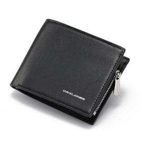 David Jones - Portefeuille Homme Simili Cuir - Porte-Cartes Porte-Monnaie Cuir synthétique Lisse - Poche à Billets et Pièces - N