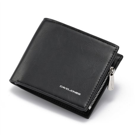 David Jones - Portefeuille Homme Simili Cuir - Porte-Cartes Porte-Monnaie Cuir synthétique Lisse - Poche à Billets et Pièces - N