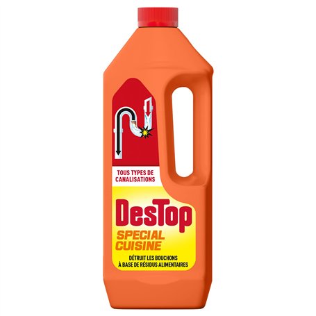 Destop Gel Spécial Cuisine Déboucheur Canalisation - Détruit les bouchons à base de résidus alimentaires - Produit Canalisation
