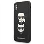 Karl Lagerfeld Saffiano Karl & Choupette Heads - Coque pour iPhone XS/X (Noir)