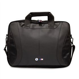 CG MOBILE BMW Sac d'ordinateur en cuir PU avec bords en carbone et rayures perforées 15" Compatible avec MacBook Intel® UHD Grap