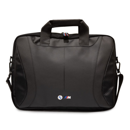 CG MOBILE BMW Sac d'ordinateur en cuir PU avec bords en carbone et rayures perforées 15" Compatible avec MacBook Intel® UHD Grap