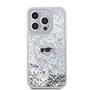 CG Mobile Karl Lagerfeld Magsafe Coque Rigide à Paillettes liquides avec tête Karl pour iPhone 16 Pro Max Transparent