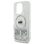 CG Mobile Karl Lagerfeld Magsafe Coque Rigide à Paillettes liquides avec tête Karl pour iPhone 16 Pro Max Transparent