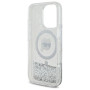 CG Mobile Karl Lagerfeld Magsafe Coque Rigide à Paillettes liquides avec tête Karl pour iPhone 16 Pro Max Transparent