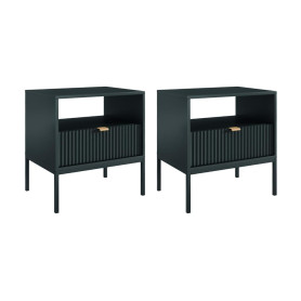 PASCAL MORABITO - Lot de 2 Tables de Chevet 1 tiroir et 1 Niche - Noir - LIOUBA de