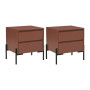 PASCAL MORABITO - Lot de 2 Tables de Chevet 2 tiroirs - MDF et métal - Terracotta et Noir - KORASA de