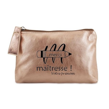 Trousse Dore Maquillage Stylo Pochette Merci maitresse Personnalisable