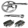 cyclingcolors pédalier vélo 40 Dents + manivelle 165mm + pédales M14 Acier chromé axe carré Fixie singlespeed BMX électrique