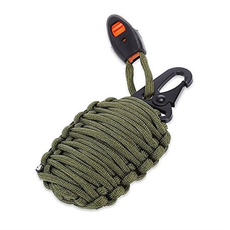 SHOP-STORY - Grenade de Survie - kit de 21 Pièces avec Mousqueton - Vert