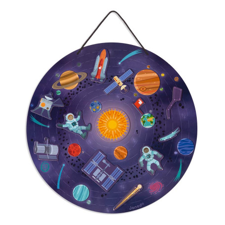 Janod - Carte Magnétique du Système Solaire - Jeu Educatif en Bois - Dès 7 ans