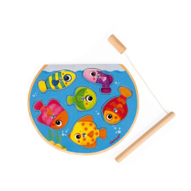 Janod - Speedy Fish Puzzle Game - Develops Fine Motor Skills and Concentration - From 18 Months Old