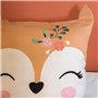 CÔTE DECO Parure de lit 140x200 cm Enfant - Housse de Couette 140x200 cm + 1 Taie d'oreiller 63x63 cm Motif imprimé biche Rose e