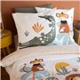 CÔTE DECO Parure de lit 140x200 cm Enfant - Housse de Couette 140x200 cm + 1 Taie d'oreiller 63x63 cm Motif imprimé Savane Vert,