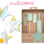 ScrapCooking - Kit Ustensiles Pâtisserie pour Enfants - Coffret Cadeau 4 Ustensiles : Fouet, Spatule, Cuillère, Rouleau - Bois &