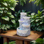 Fontaine d’Intérieur Cascade 4 Niveaux Jarre Effet Pierre Naturelle Lumière LED Coloré, Déco d’intérieur Zen et Reposant, Fontai