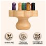 Sun&Sia - Brosse à Cuir Chevelu en Bois FSC Hêtre - 9 points de Massage en Pierre Naturelle - Stimule Circulation Sanguine - Rev