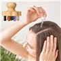 Sun&Sia - Brosse à Cuir Chevelu en Bois FSC Hêtre - 9 points de Massage en Pierre Naturelle - Stimule Circulation Sanguine - Rev
