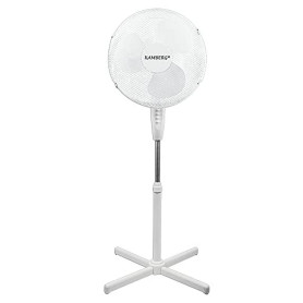 Kamberg - VENTILATEUR 40 CM SUR PIEDS BLANC - 3 VITESSES - OSCILLATION - HAUTEUR REGLABLE - SILENCIEUX - GRILLE SECURISEE - 45 W
