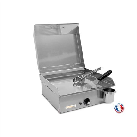 PLANCHAELEC - Plancha Electrique NEO E420-1800W - Couvercle + 2 Ustensiles - Inox - Thermostat Réglable - 5 Personnes - Made In