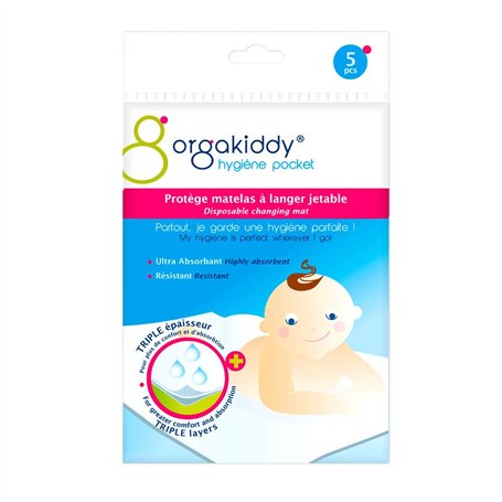Orgakiddy Protège Matelas à Langer Jetable Blanc 5 Unités