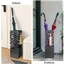 Todeco Porte Parapluie en Métal Carré, Porteparapluies avec 4 Crochets et Bac d'égouttement Amovible, motifs ajourés, pour entré