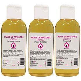 Coffret SENSUEL Purespa avec 3 flacons d'huiles de Massage base végétale parfumées : fleur de Lotus