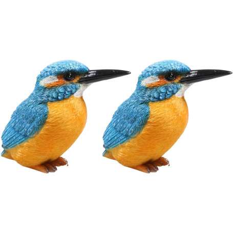 Farmwood Animals Oiseau Martin pêcheur en résine 12.5 x 6 x 10 cm (Lot de 2)
