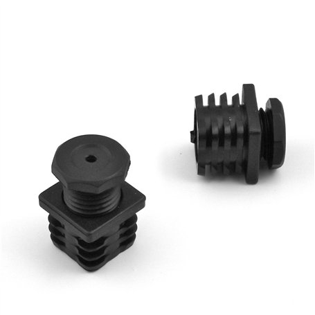 Ajile Embout Réglable Ajustable à Ailettes Entrant Patin Pied de Table Meuble Mobilier Tubulaire Carré en Plastique NOIR pour Tu
