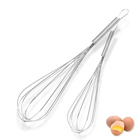 PARENCE.- Lot de 2 Fouets de Cuisine en Acier Inoxydable - 19 cm & 24 cm - Batteur à Œufs Manuel - Ustensiles Cuisine Mélange Un