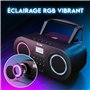 Lecteur CD Portable KLIM B5 Boombox, Radio FM avec Lecteur CD Bluetooth, USB, MP3, AUX, Modes d'éclairage, Batterie Rechargeable