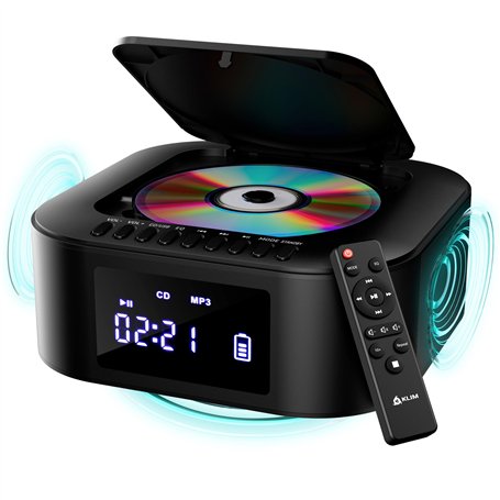 KLIM Boombox E1 + Poste Radio CD Portable + Extra Bass avec Subwoofer + Radio FM