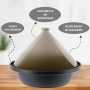 PZL CONCEPT Tajine Induction Tous Feux Diamètre 30 cm - Revêtement antiadhésif - Couvercle Céramique – Fonte d’Aluminium – Marmi
